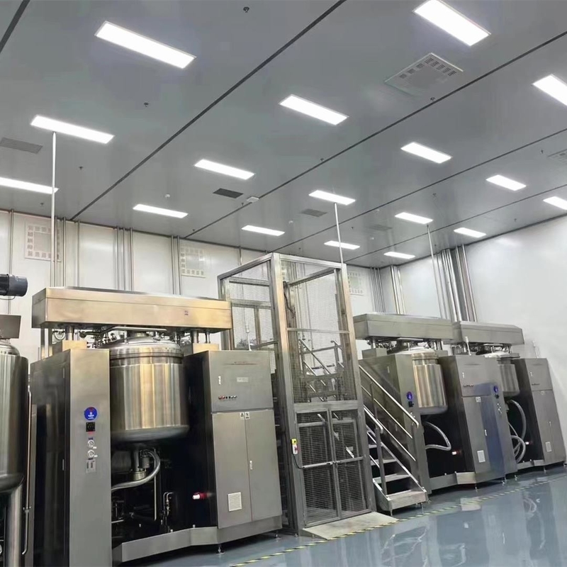System homogenizacyjny z trzema niezależnymi elementami mieszania do produkcji emulsji kosmetycznych